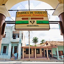 Sign for Vegueros cigars factory, Havana, Cuba.