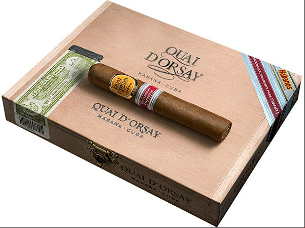 A box of Quai d'Orsay Secreto Cubano cigars without a warning label.