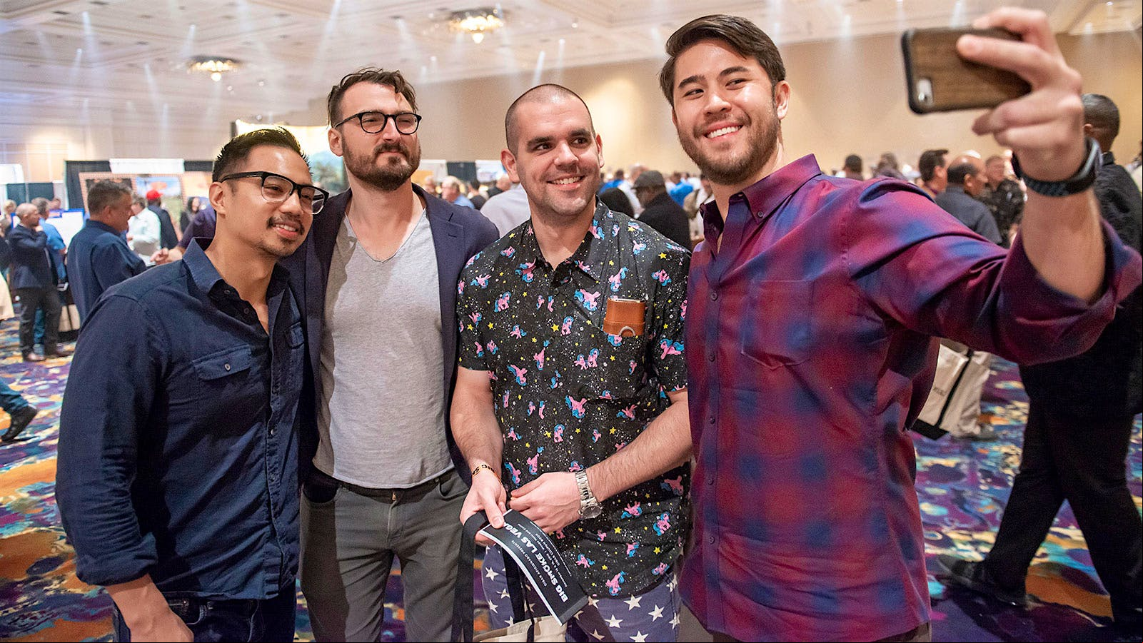 Friends Andy Mendez, Alex Kozak, Dave Melka, Aaron Juratovac taking a selfie to capture the memories.